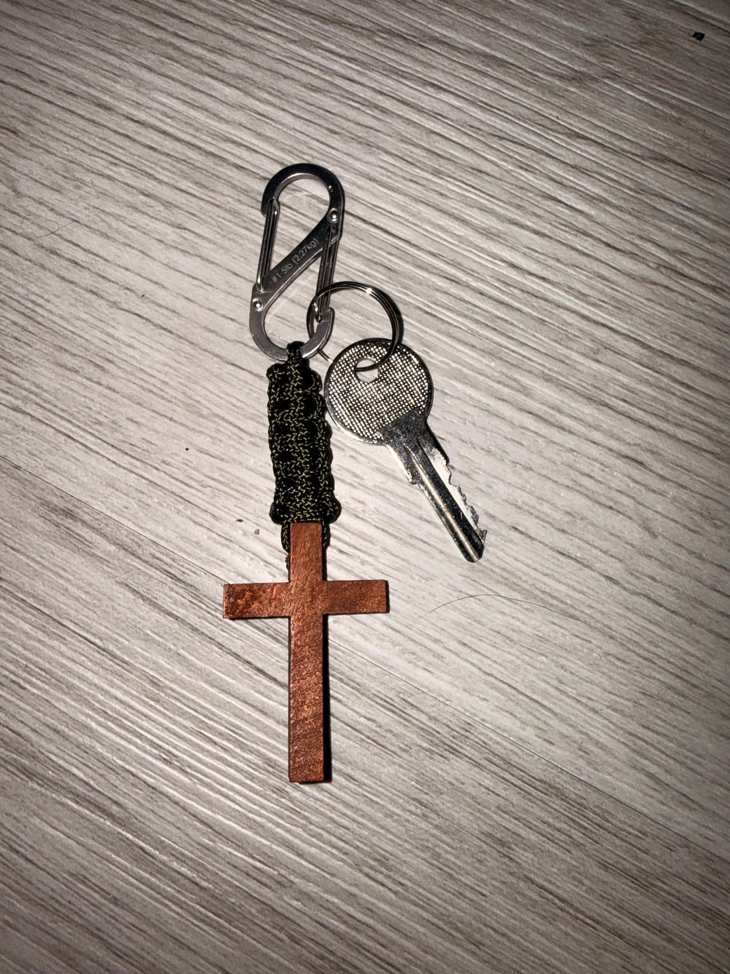 Men's Wooden Cross Paracord Keychain |Military, Outdoors, Faith Accessories, Stocking Stuffers