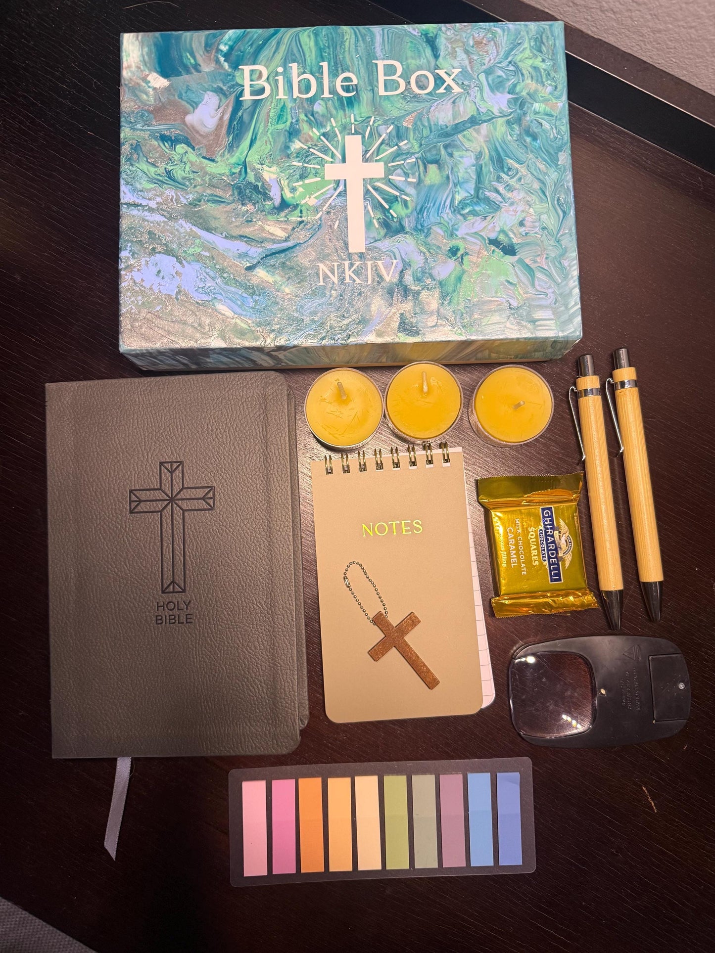 Hand Painted NKJV Bible Box Gift Set | Red Letter edition | Baptism Confirmation