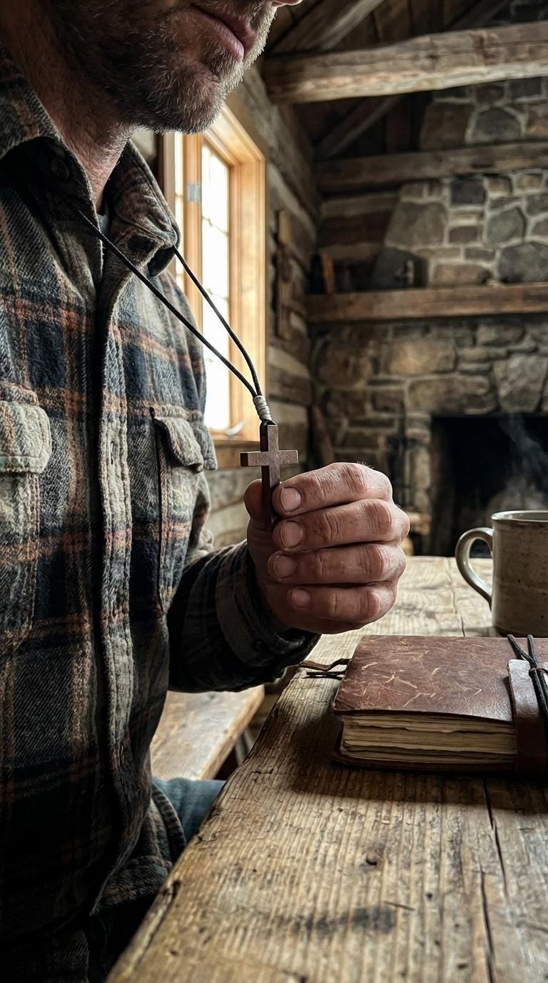 Men's Minimalist Wooden Cross Necklace | Paracord Adjustable Christian Jewelry, Lightweight and Durable Gift
