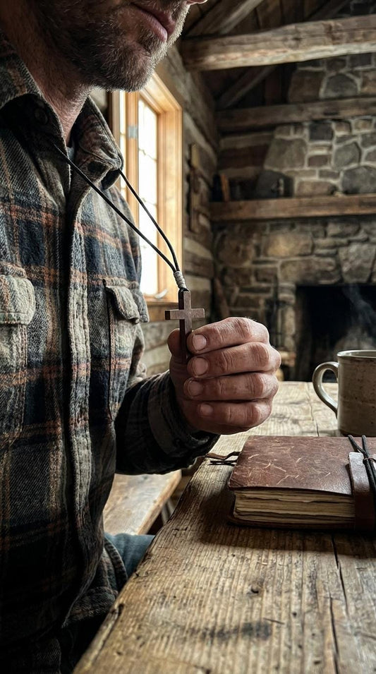 Men's Minimalist Wooden Cross Necklace | Paracord Adjustable Christian Jewelry, Lightweight and Durable Gift