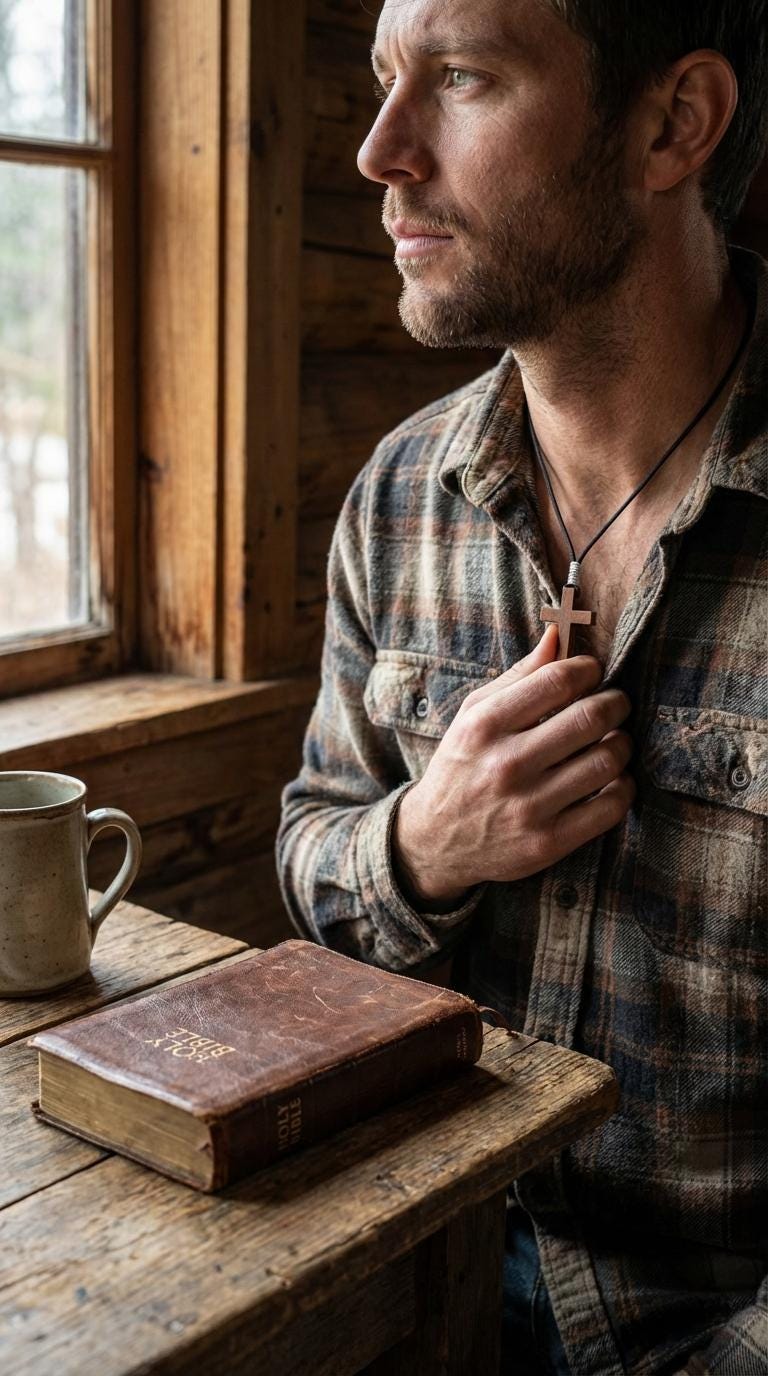 Men's Minimalist Wooden Cross Necklace | Paracord Adjustable Christian Jewelry, Lightweight and Durable Gift