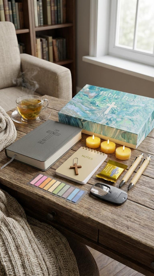 Hand Painted NKJV Bible Box Gift Set | Red Letter edition | Baptism Confirmation