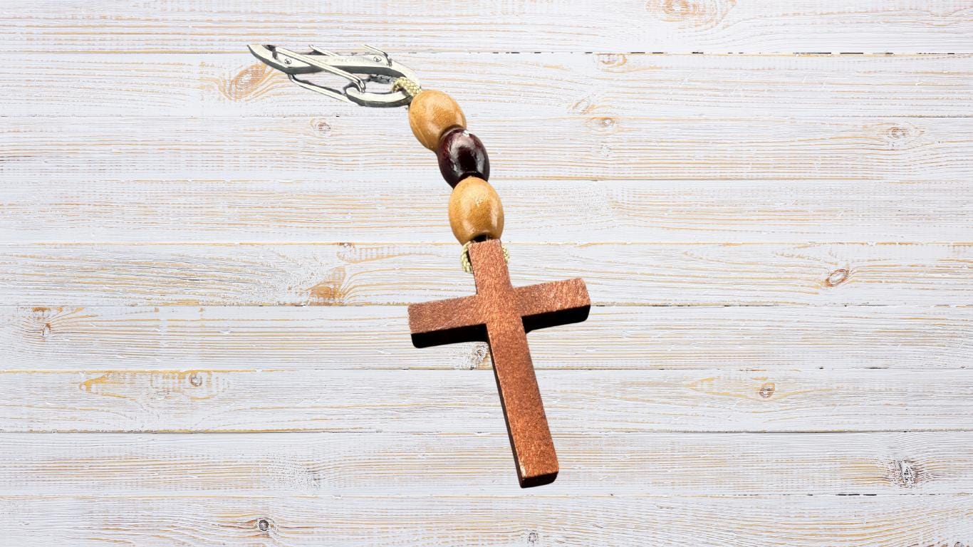 Men's Wooden Cross Paracord Keychain With Wooden Beads |Military, Outdoors, Faith Accessories, Stocking Stuffers